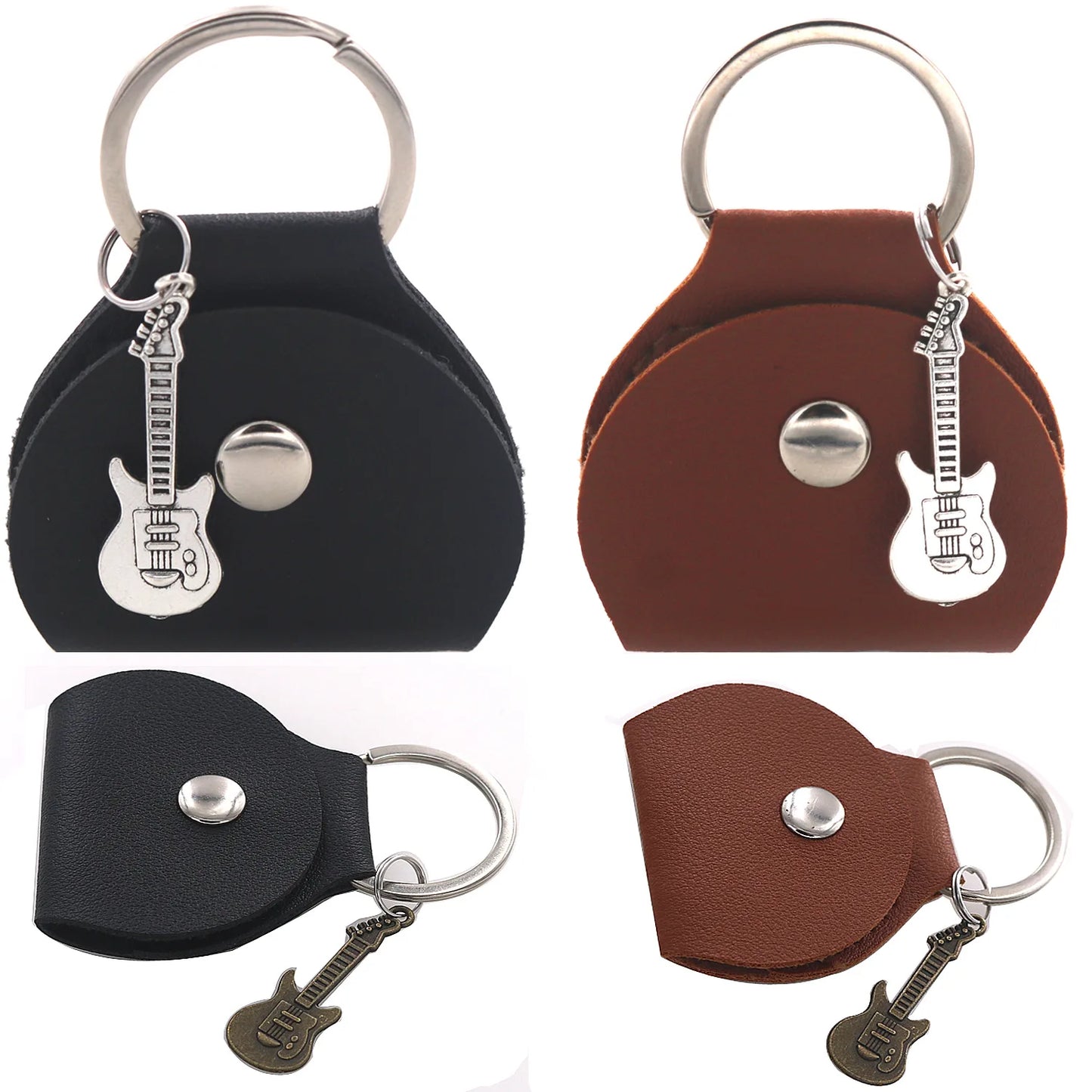 Guitar Pick Storage Bag - Portable Pouch with Small Guitar Pendant & Pick Pocket