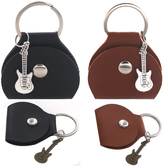 Guitar Pick Storage Bag - Portable Pouch with Small Guitar Pendant & Pick Pocket