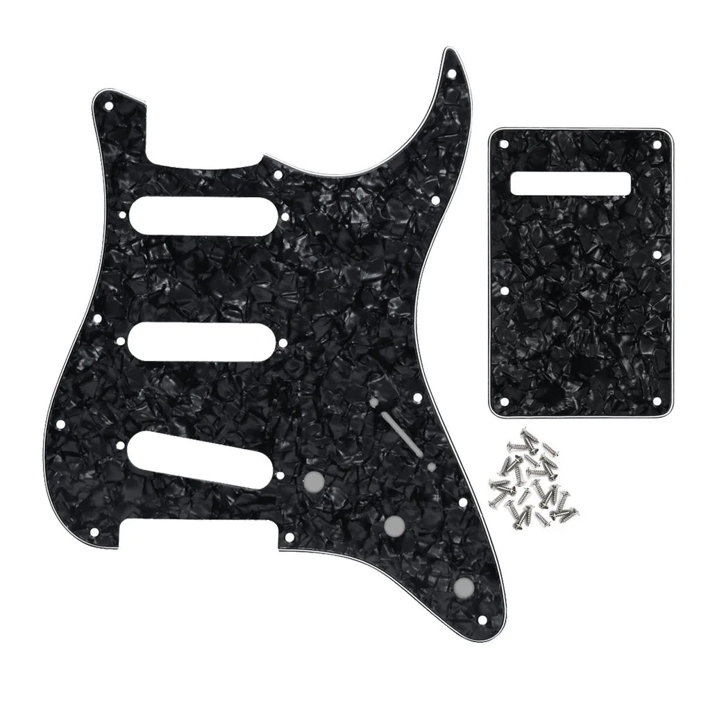 FLEOR ST SSS Electric Guitar Pickguard 11 Hole Scratch Plate & Back Plate & Screws, 13 Colors Choose