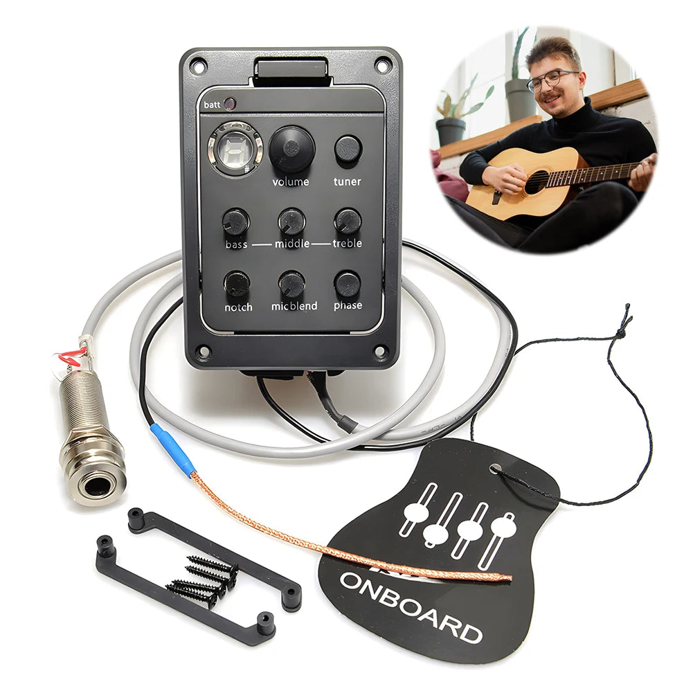Plastic 301 Guitar Pickup EQ Equalizer with Tuner Presys Piezo Pickup Guitar Blend Preamp Guitar Soundhole EQ Parts Accessories