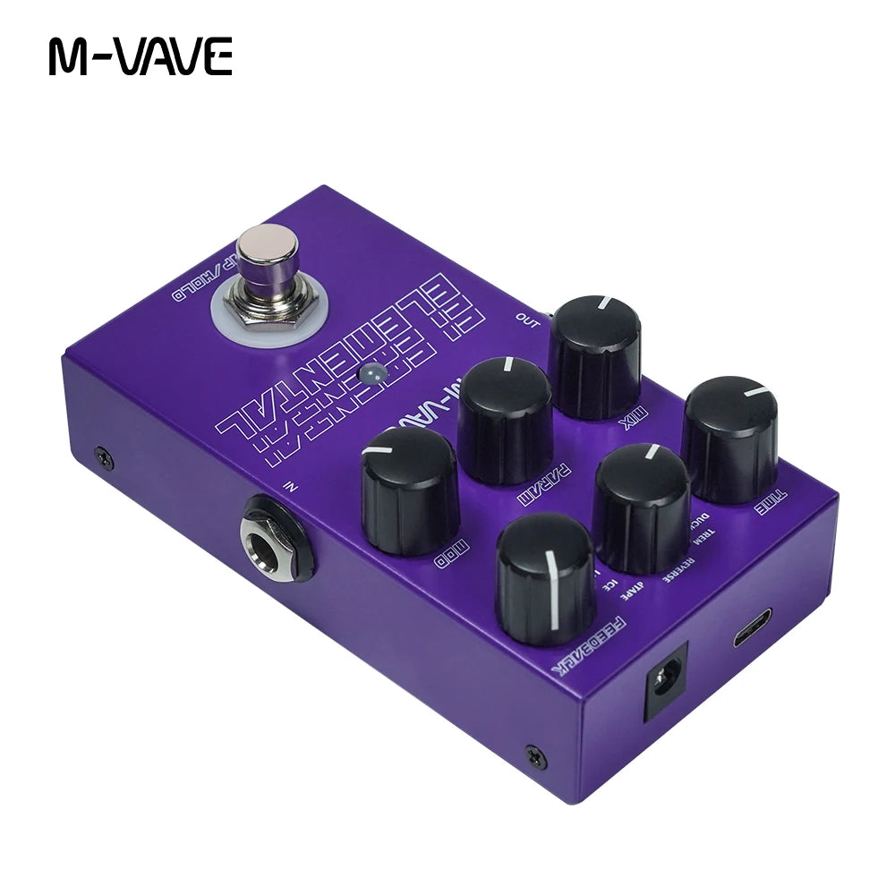 M-vave Elemental Digital Delay Pedal 9 Different Delay Guitar Effects Delay Guitar Pedal Supporr for TAP and HOLD Mode