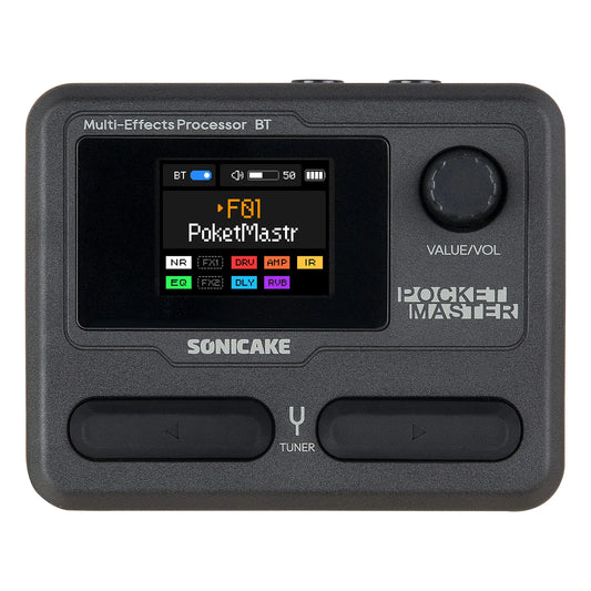 SONICAKE Pocket Master Compact Guitar Bass Amp 100+ Multi-Effects Pedal APP Control 1.77" LCD color screen QME-10