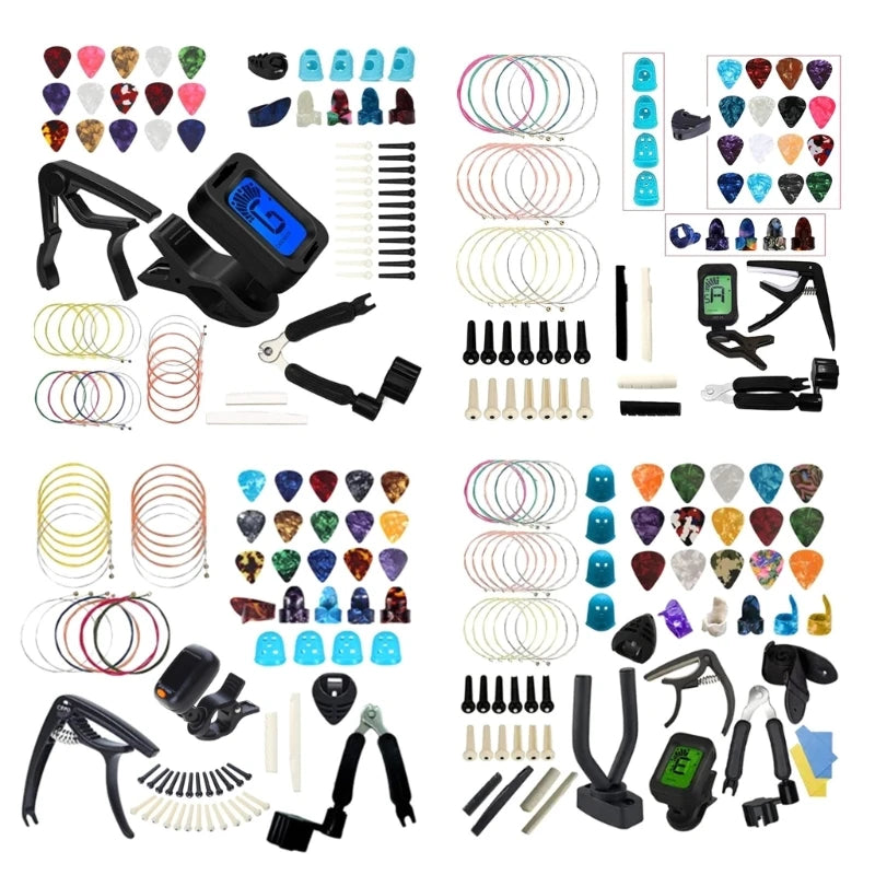 Guitar Accessories Kits Guitar Picks & Capo & Tuner & Guitar Strings & String Bone Bridge Saddle & Bridge Pins and Nut
