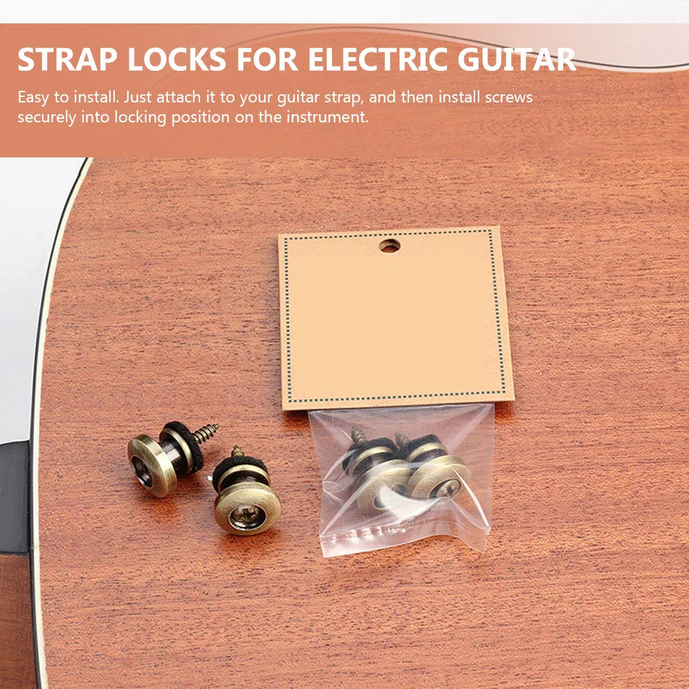 4Pcs Guitar Strap Locks Metal Felt Construction Rust-Resistant Easy Install No Modification Required for Electric Acoustic Bass
