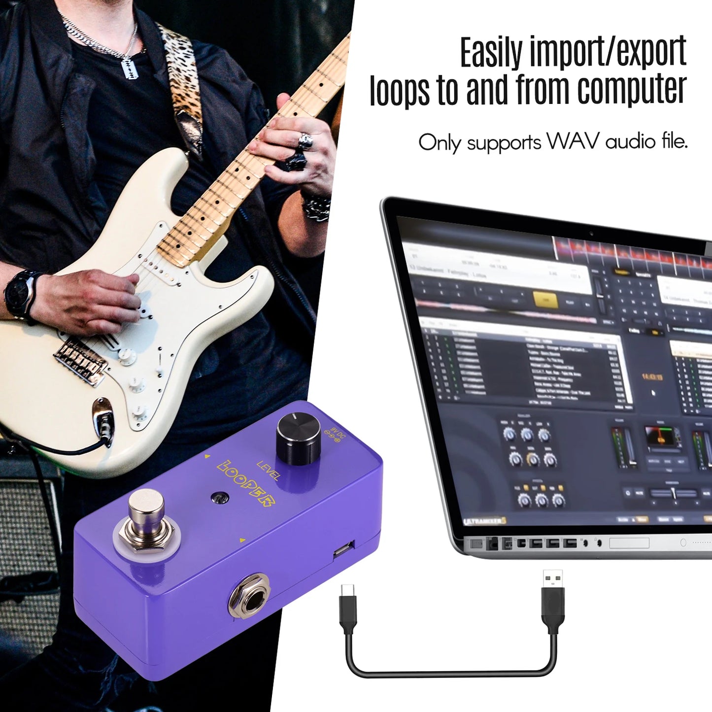 M-VAVE Mini Looper Effect Pedal for Guitar Bass with Unlimited Overdubs 5 Minutes Looping Time USB Interface 48K/24bit 1/4 Inch
