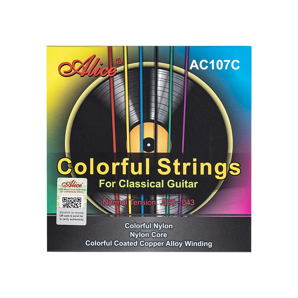 Alice AC107C Colorful Classical Guitar Strings Colorful Nylon Colorful Coated Copper Alloy Wound Normal Tension 028-043 inch