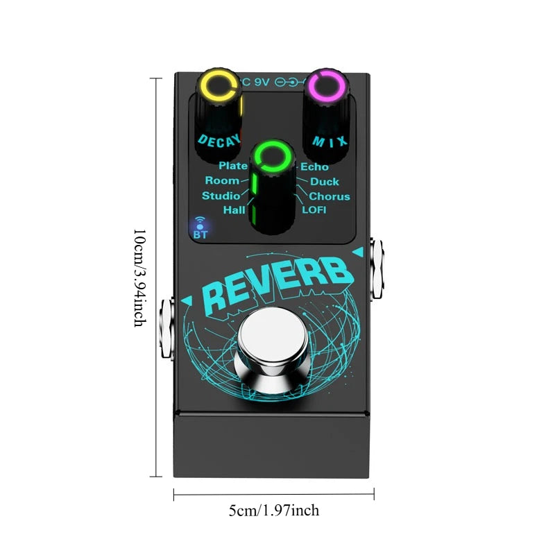 Digital Reverb Guitar Pedal - 9 Unique Reverb Effects Guitar  Effects Pedal  Effect Attenuation/Mix Knob Multifunctional