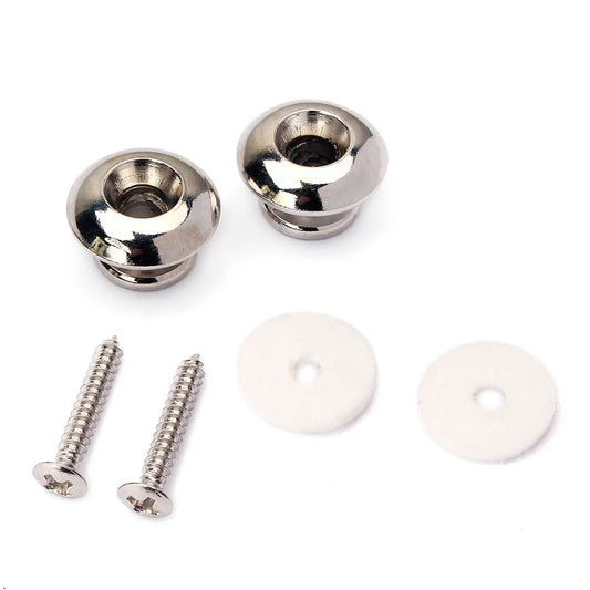 2Pcs Premium Guitar Strap Lock Buttons Mushroom Head Design for Electric Acoustic Bass Non-Slip Secure Fit Chrome Accessory