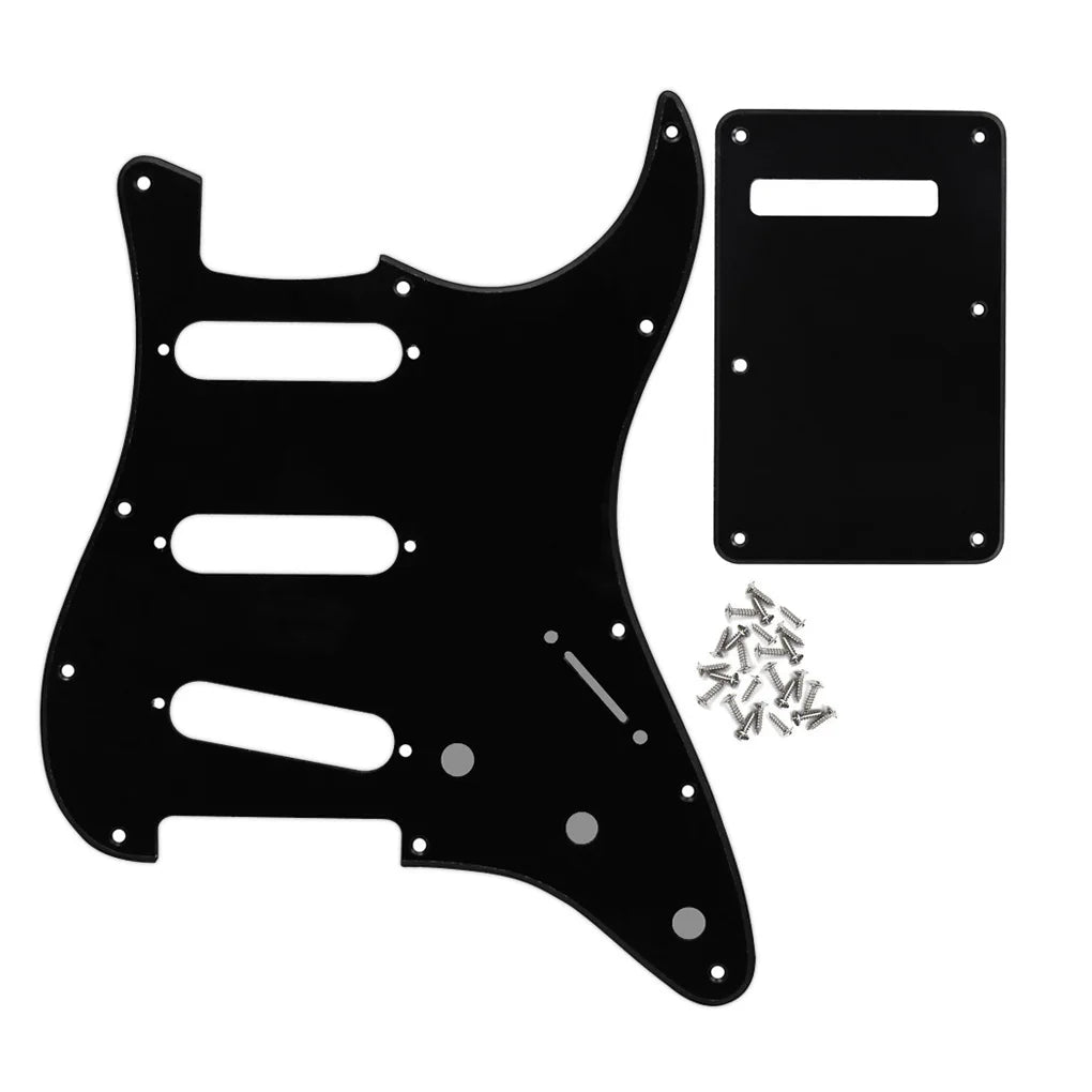 FLEOR ST SSS Electric Guitar Pickguard 11 Hole Scratch Plate & Back Plate & Screws, 13 Colors Choose