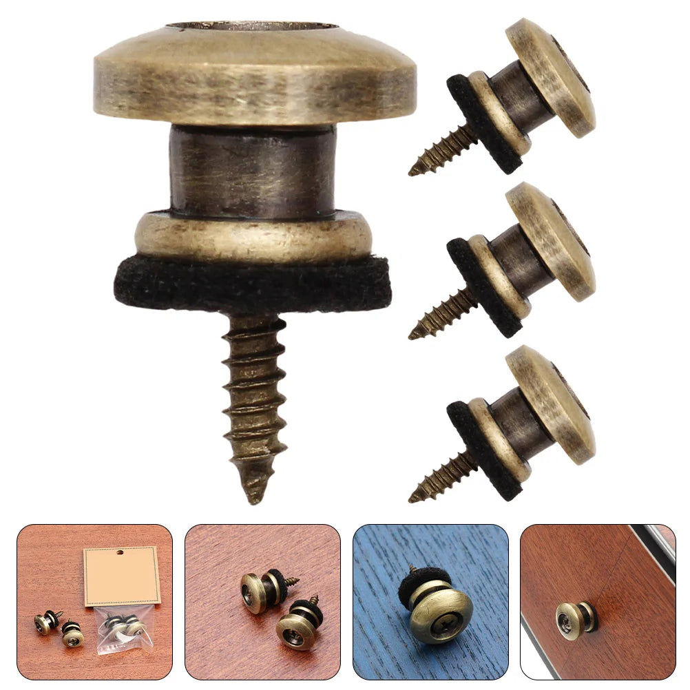 4Pcs Guitar Strap Locks Metal Felt Construction Rust-Resistant Easy Install No Modification Required for Electric Acoustic Bass
