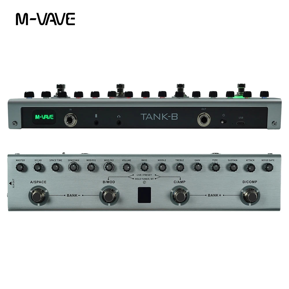 M-vave Tank-G Guitar Multi-Effects Pedal 36 Presets,9 Preamp Slot,3-Band EQ,8 IR Cab Slot,3 Modulation/Delay/Reverb Effect