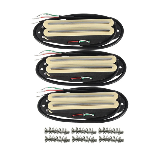 FLEOR 3PCS Alnico 5 Guitar Hot Dual Rails Pickups Set 6k+9k+12k for SSS ST Guitar Parts, Cream /Full Black /Black