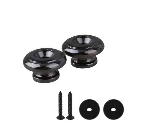 2pcs Chrome Copper Guitar Strap Locks Mushrooms Heads Guitar Bass Strap Locks Pins Belt Buckle Buttons Silver/Black/Silver New