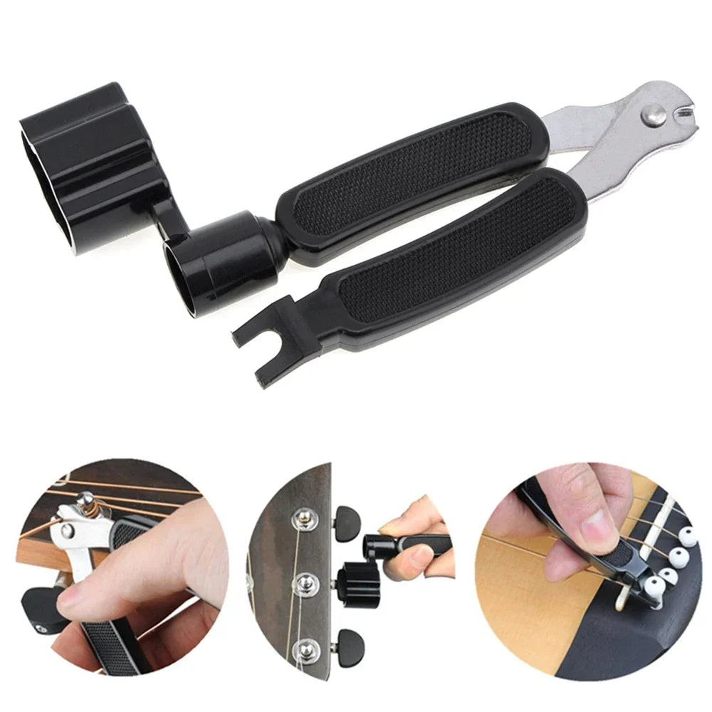 3-in-1 Guitar String Changer Tool - Winder/Cutter/Pin Puller for Bass, Acoustic Guitar, Fast String Change Accessories