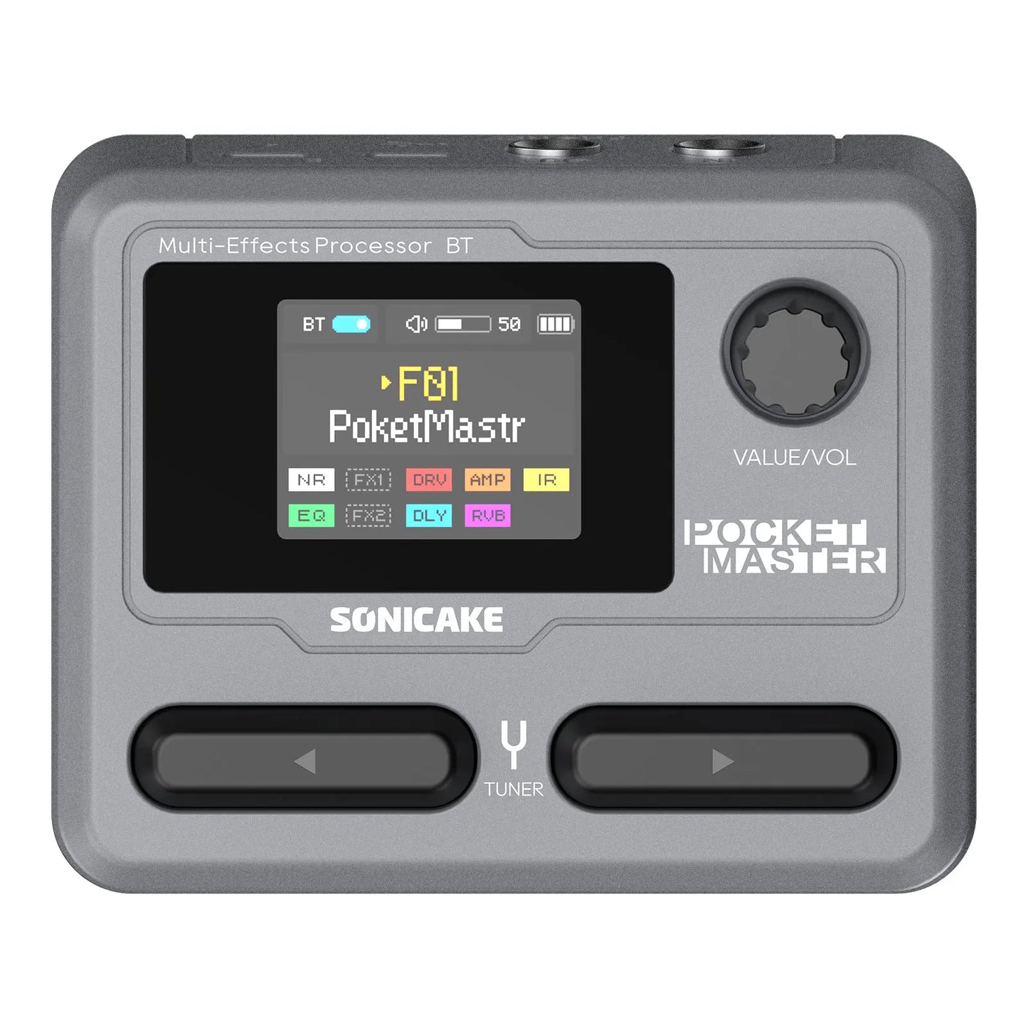 SONICAKE Pocket Master Mini Guitar Bass Amp 100+ Multi-Effects Pedal APP Control 1.77" LCD color screen Built-in battery QME-10