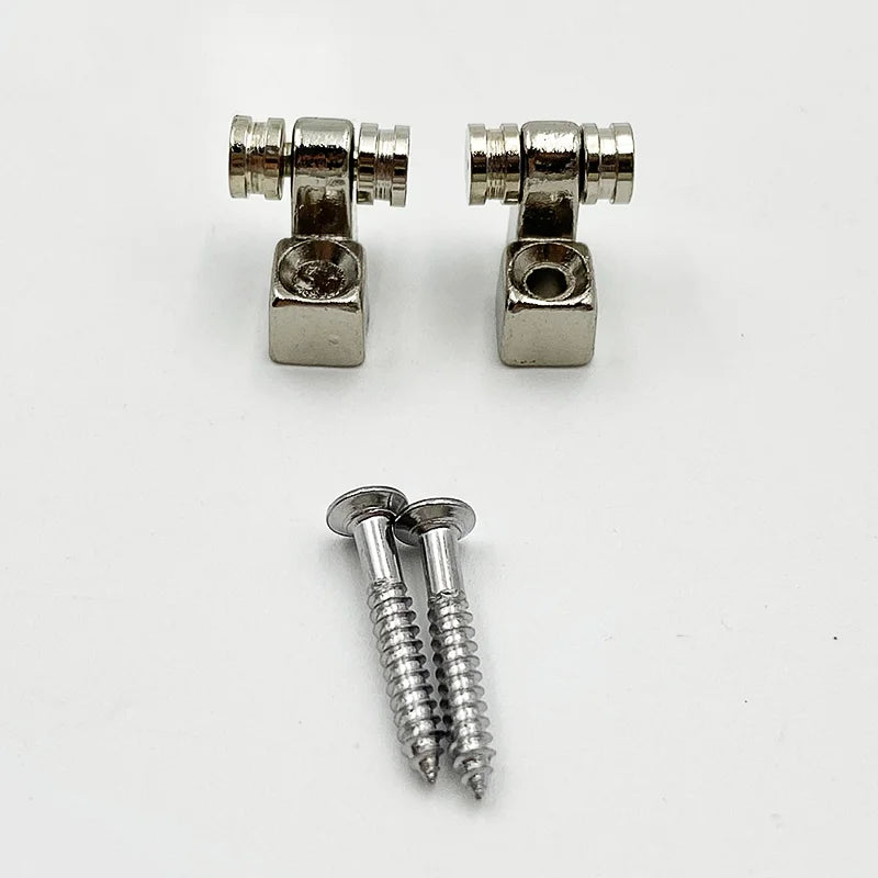 2PCS Electric Guitar Headstock String Lock Pegs – Acoustic Guitar Accessories, Silver and Black Locks, Pulley String Guide