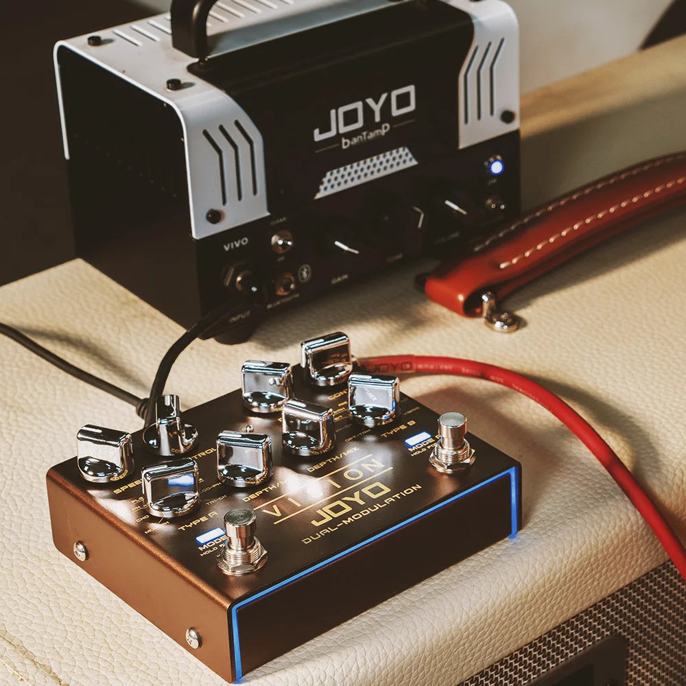 JOYO R-09 Modulation Multi Effects Pedal Stereo Input & Output 2 Modules Each 9 Effects Pedal with Independent SPEED/RATE Knobs