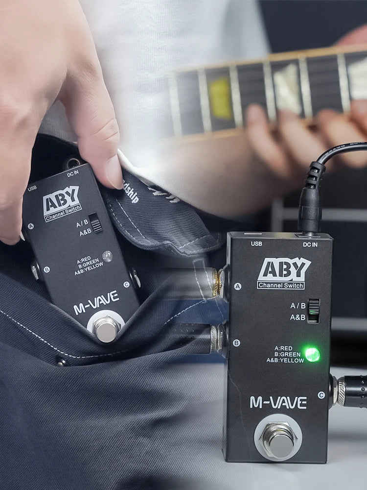 ABY Guitar/Bass Pedal Mini Channel Switch Pedal A/B to C or C to A/B mode Works without Power Supply, Guitar Accessories