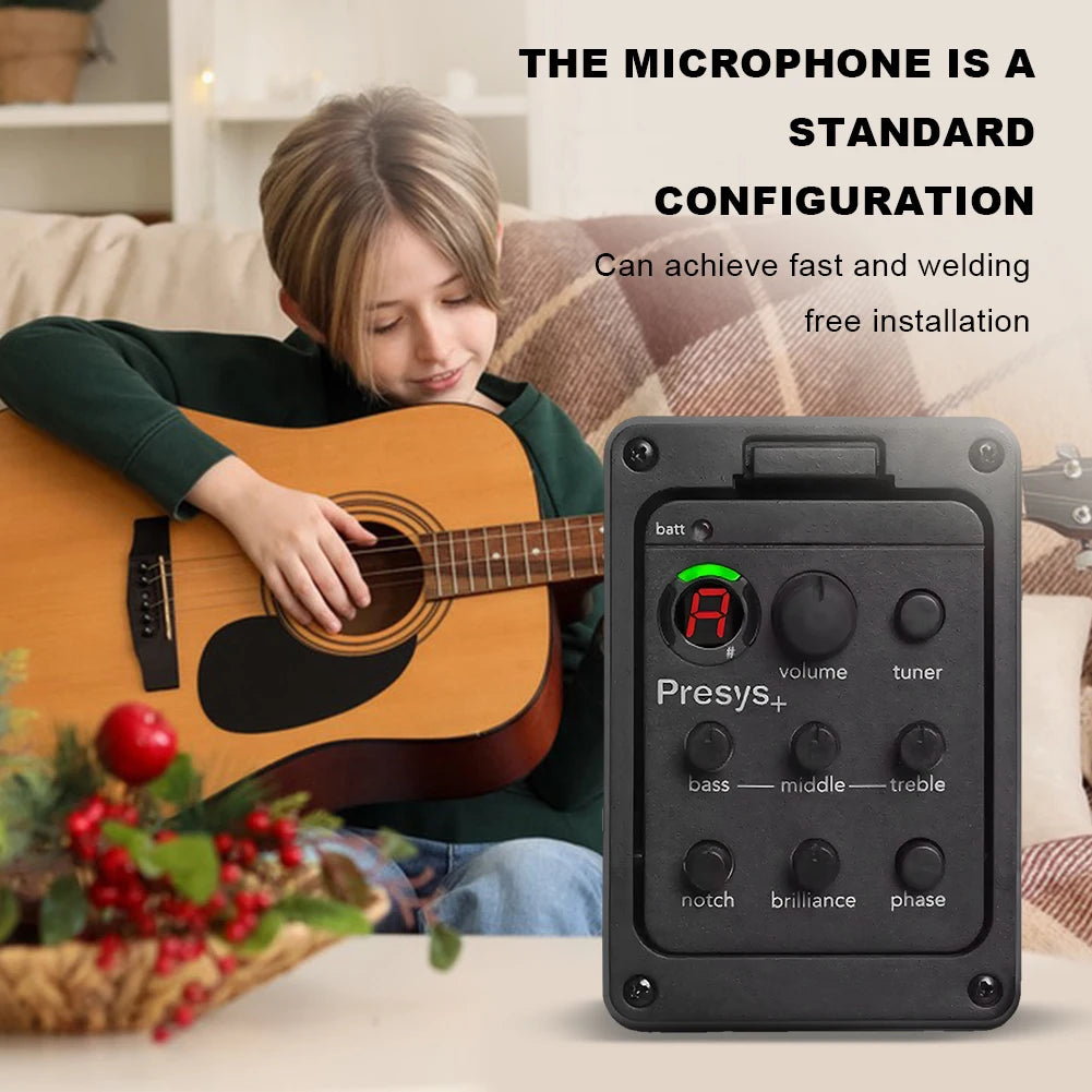 201 Classic Acoustic Guitar EQ Tuner Piezo Pickup Acoustic Guitar Preamp EQ Tuner Onboard Preamps for Fishman Presys+