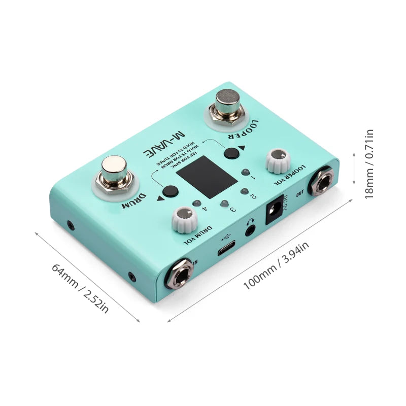 M-VAVE Guitar Effect Pedal Drum Looper Effector 30 Drums 11 Mins Looper Recoding Time High Precision Tuner LOST TEMPO CUVAVE