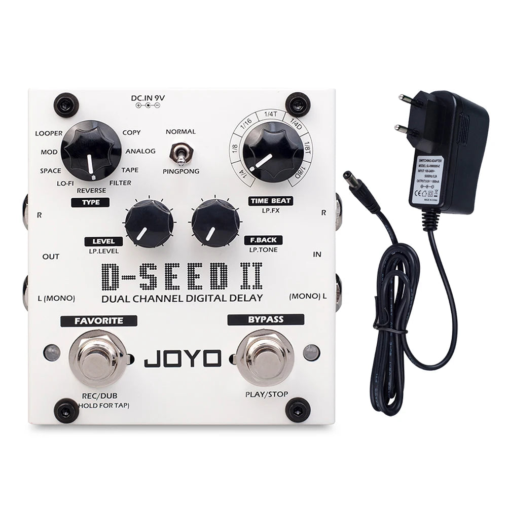 JOYO D-SEED II Digital Delay Guitar Pedal Dual Channel Stereo Effect 2-Second Looper Preset Memory 8 Delay Modes
