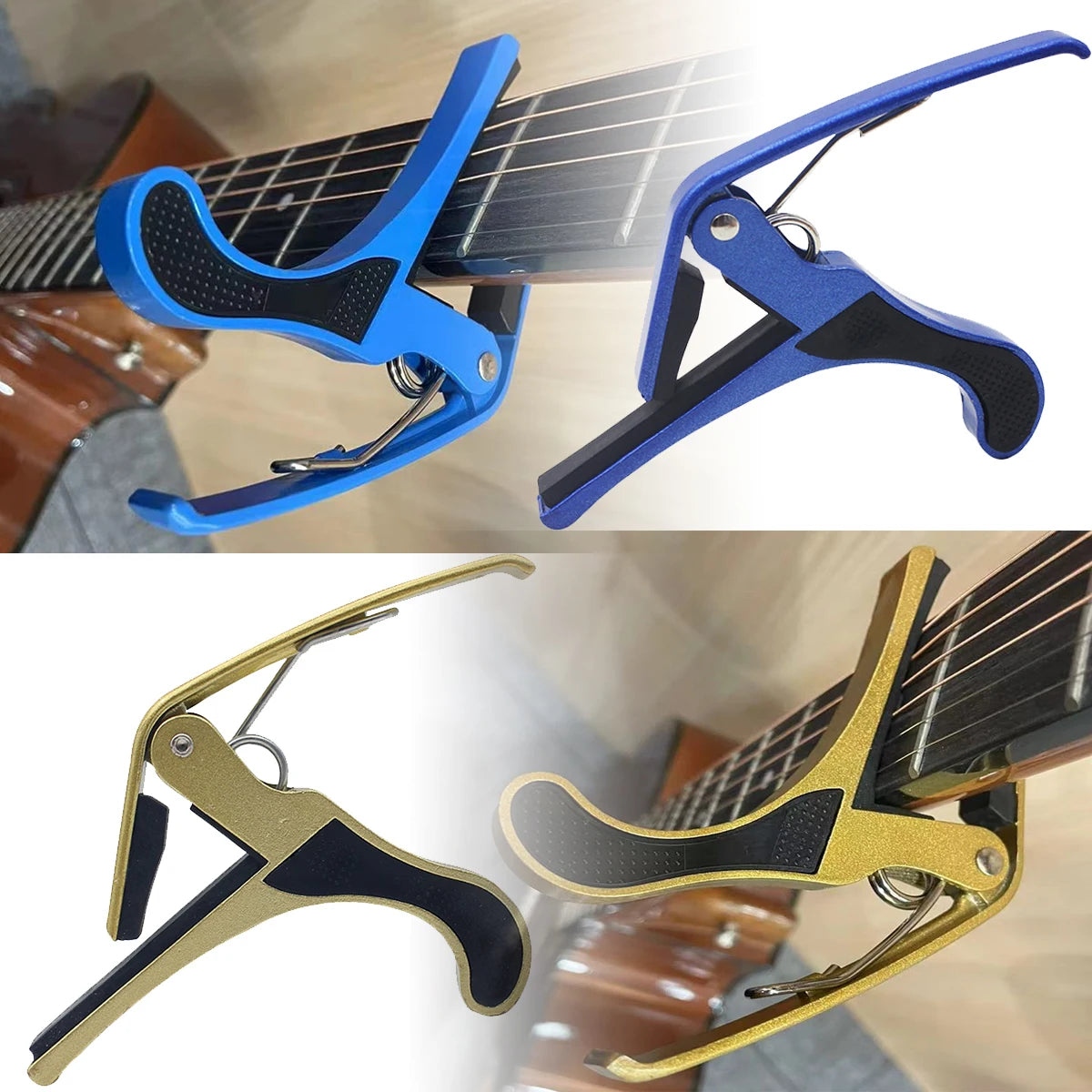 Miwayer 1PC Metal Guitar Big Capo with Silicone Pad - 5 Colors, Quick Change, Steel Springs,  No Fret Buzz