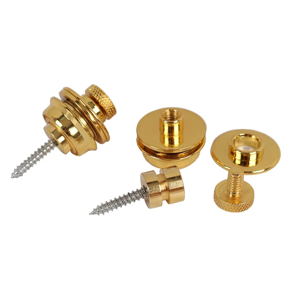 Professional 2 Pieces/Set Flat Head Quick Fix Metal Guitar Straplock Button for Electric Guitar Bass 3 Colors