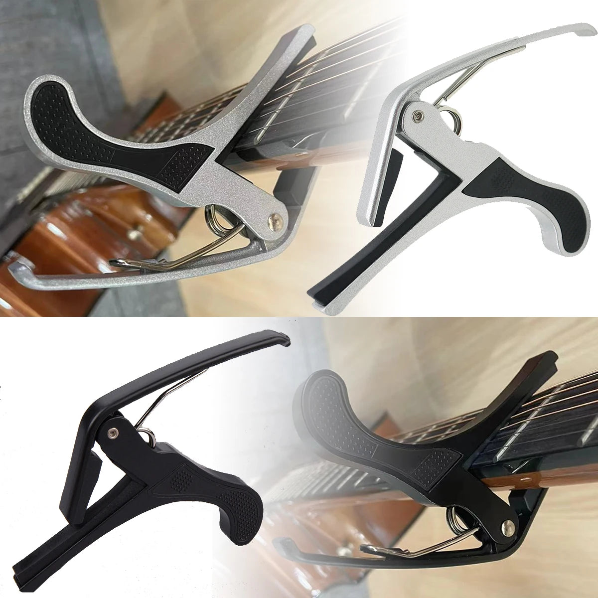 Miwayer 1PC Metal Guitar Big Capo with Silicone Pad - 5 Colors, Quick Change, Steel Springs,  No Fret Buzz