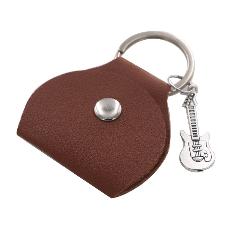 Guitar Pick Storage Bag - Portable Pouch with Small Guitar Pendant & Pick Pocket