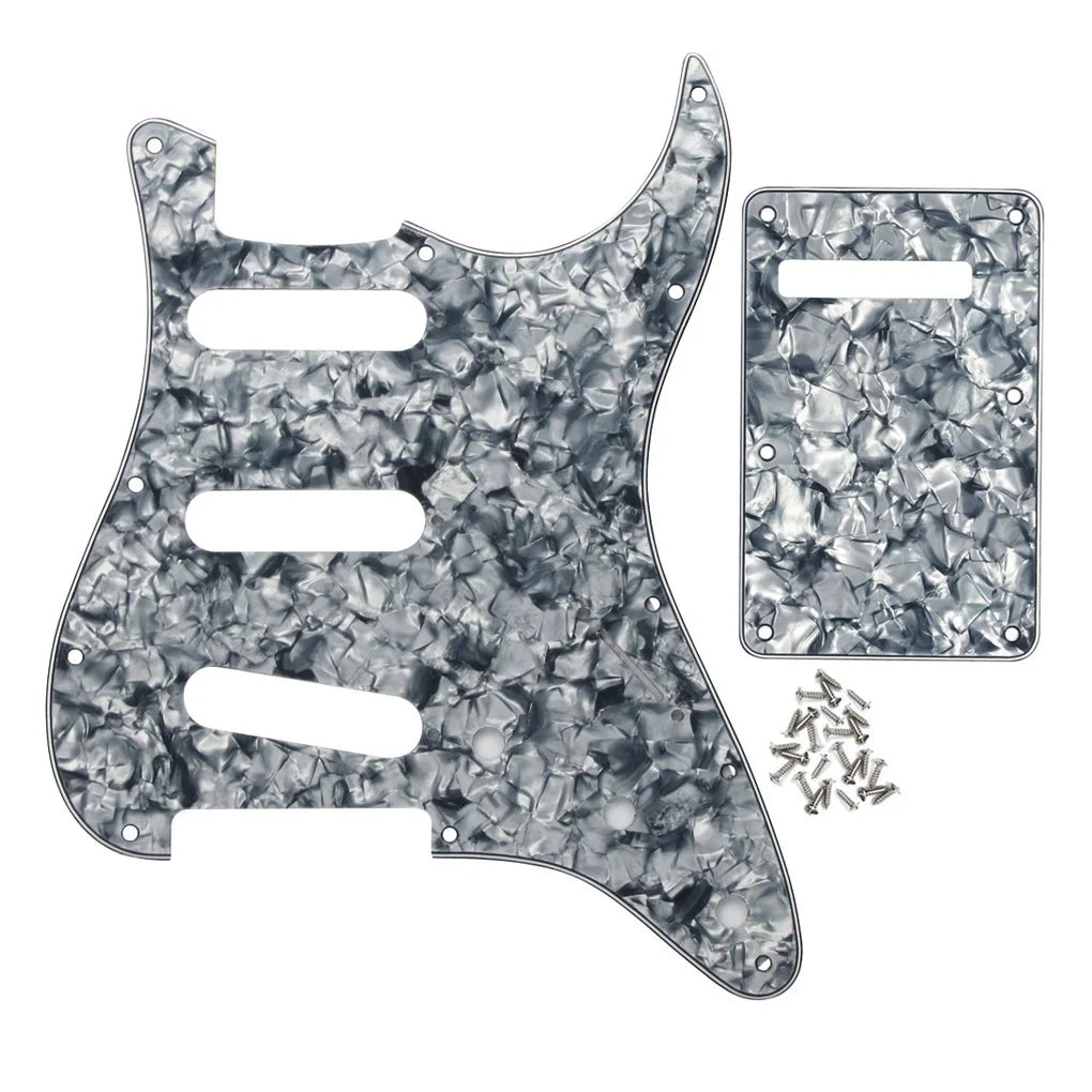 FLEOR ST SSS Electric Guitar Pickguard 11 Hole Scratch Plate & Back Plate & Screws, 13 Colors Choose