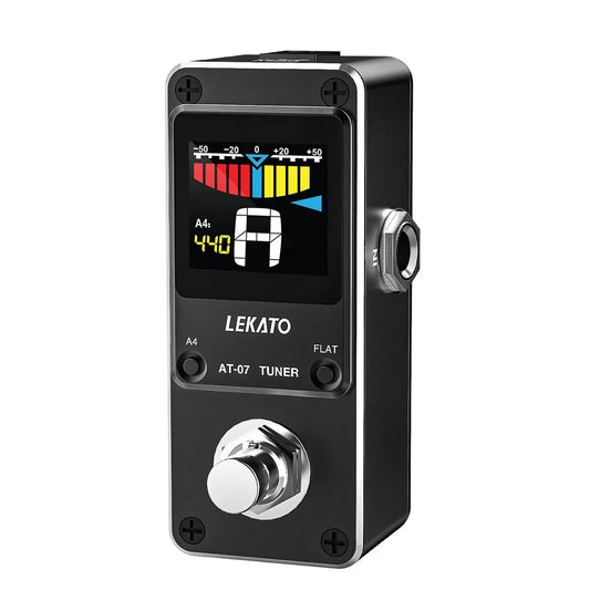 Lekato Guitar Effect Pedal Chromatic Tuning At-07 Tuner Pitch True Bypass 9V for Guitar Bass Violin Ukulele True Bypass