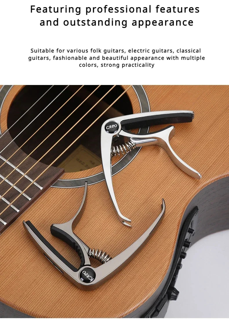 1PC Excellent Metal Guitar Capo Adjustment Clip Guitar Capo for Acoustic Electric Guitars Bass Ukulele with Picks Holder