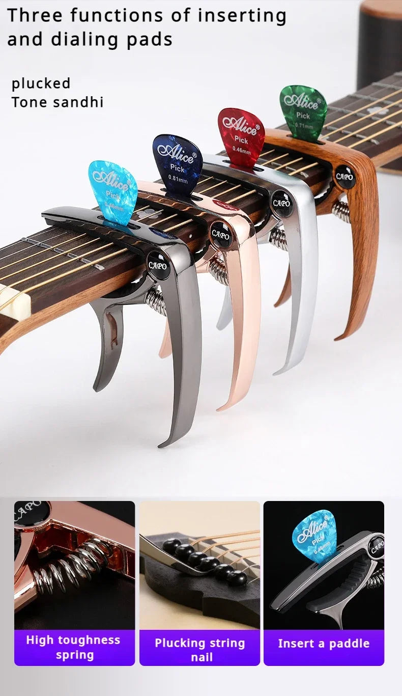 1PC Excellent Metal Guitar Capo Adjustment Clip Guitar Capo for Acoustic Electric Guitars Bass Ukulele with Picks Holder