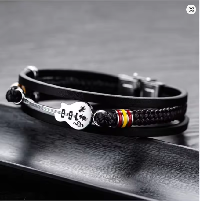 Fashionable and Creative Guitar Leather Braided Bracelet