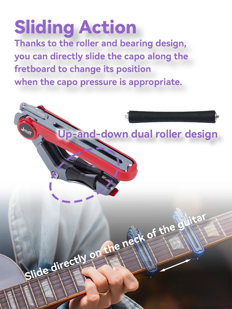 Metal Guitar Capo Sliding Operation Pressure Adjustable Fits Acoustic Guitars, Electric Guitars, Bass, etc. Guitar Accessories