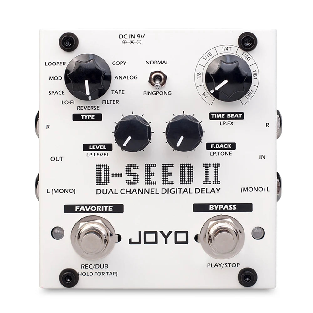 JOYO D-SEED II Digital Delay Guitar Pedal Dual Channel Stereo Effect 2-Second Looper Preset Memory 8 Delay Modes