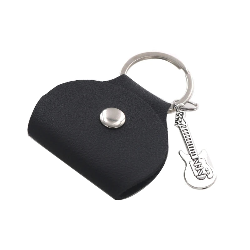 Guitar Pick Storage Bag - Portable Pouch with Small Guitar Pendant & Pick Pocket