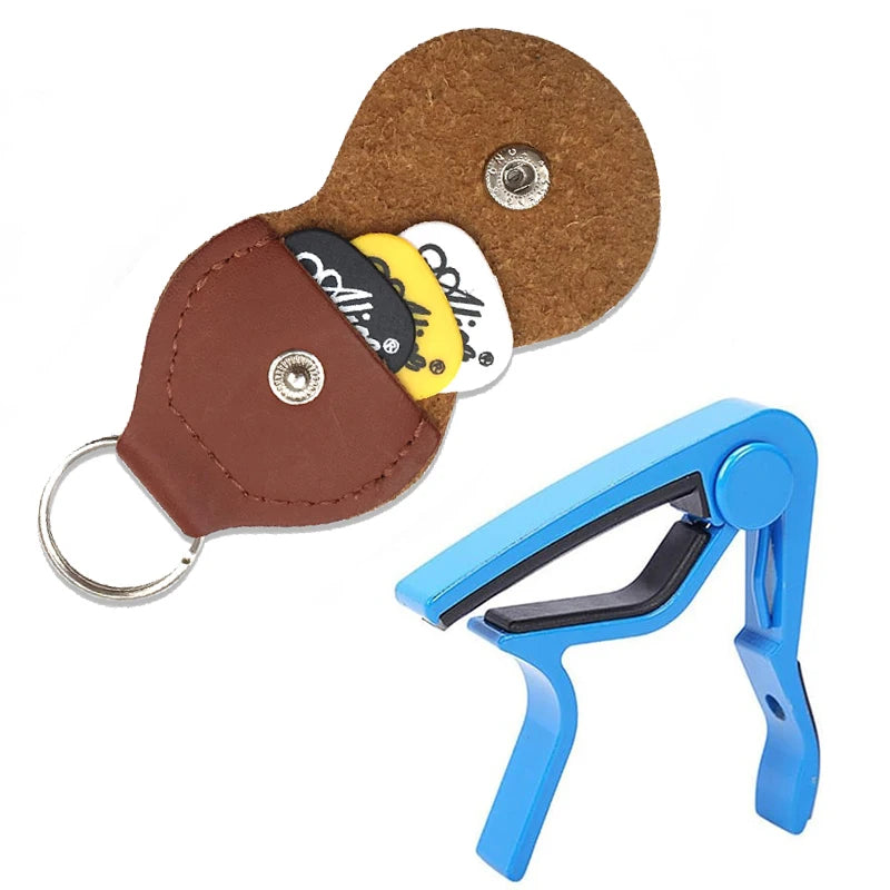 Guitar Accessories PU Material Guitar Pick Bag Alloy Capo Metal Tuning Clip Random Pick Folk Guitar Stringed Instrument TMZ