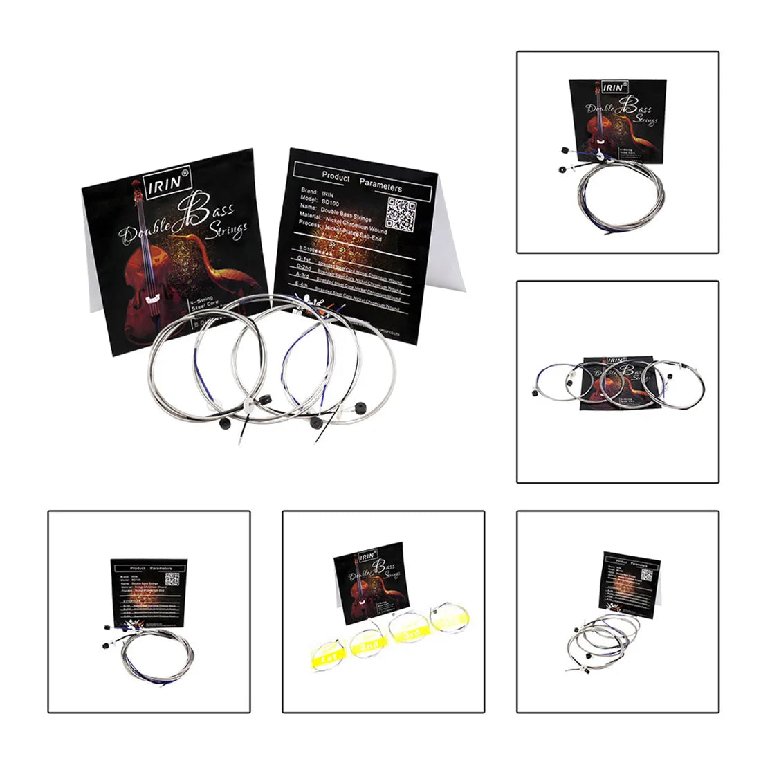 IRIN BD100 Double Bass Strings Big Bass Strings Steel Wire Core Silver-plated Alloy Wound Stringed Instrument Parts Accessories