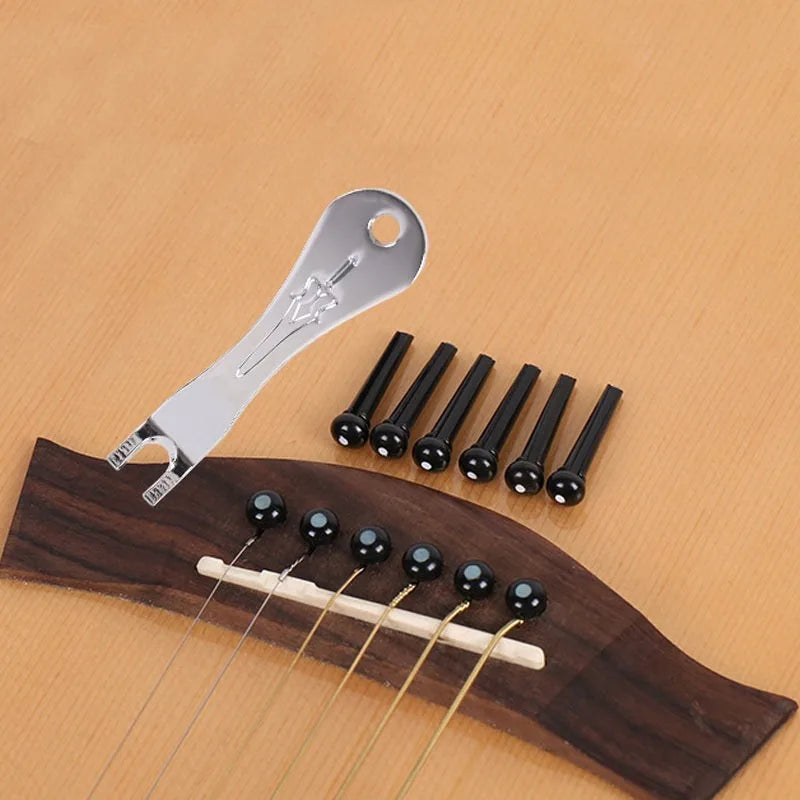 Metal Guitar String Puller Wooden Folk Pry Up String Guitar String  Tool Metal Guitar Nail Puller Portable and Lightweight