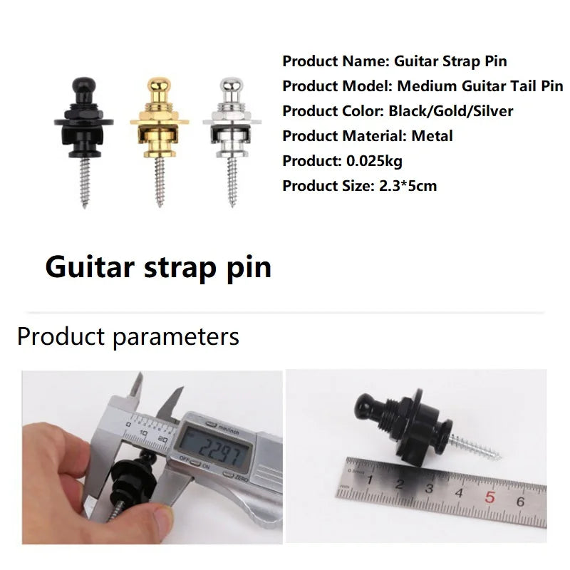 Guitar Bass Strap Lock Skidproof Metal StrapLock Locking Pegs Pins Guitar Strap Buttons End Guitarra Accessories XYLJ02