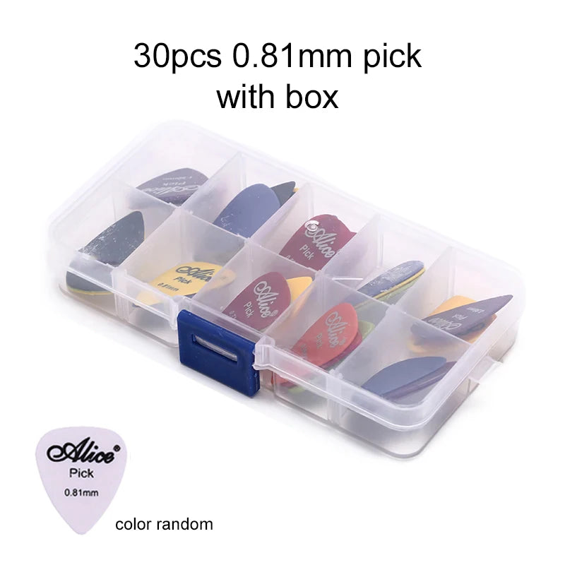 30pcs Guitar Pick with Box Solid Color Celluloid Water Droplet Shape String Instrument Accessory for Electric Guitar Bass TMZ