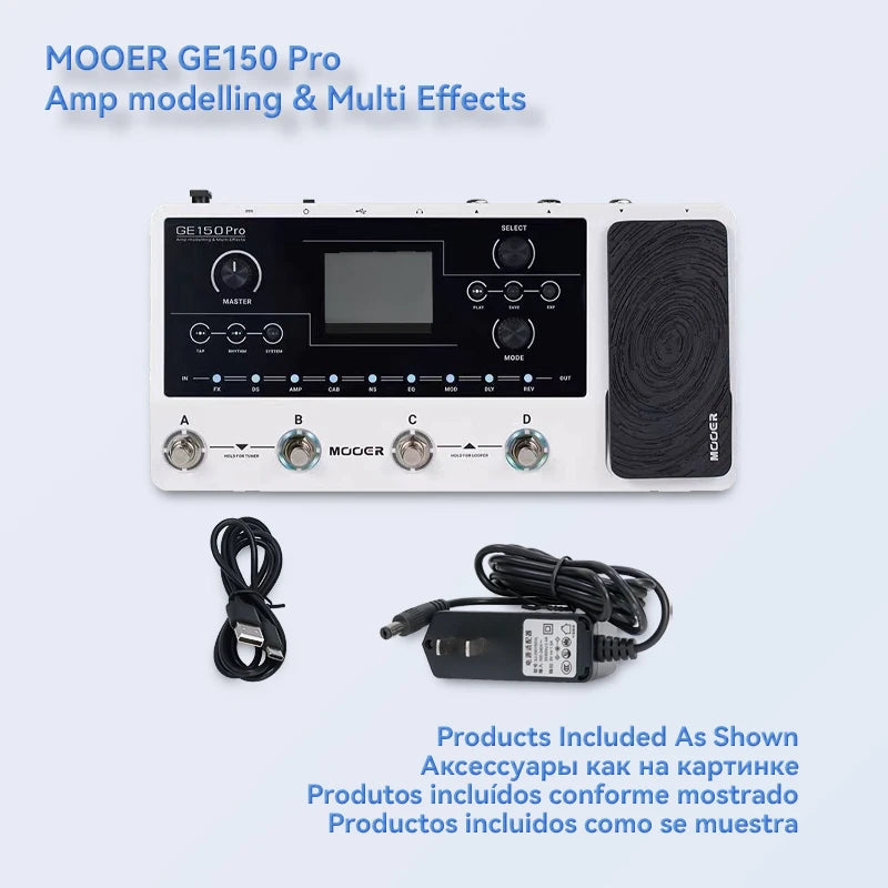MOOER GE150 Pro Guitar Pedal Multi-effects Amp OTG  Looper 151 Effects Tap Tempo Guitar Accessories