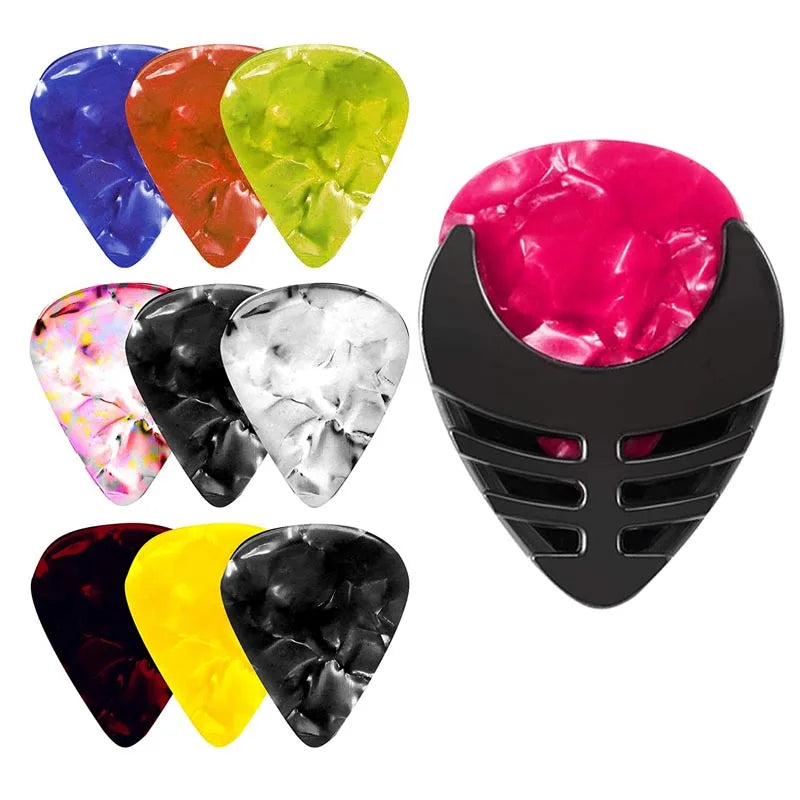 2Pcs Guitar Pick Holders Plastic Stick-on Guitar Pick Case Celluloid Mediator Holders Electric Guitar Accessories for Bass Ukule