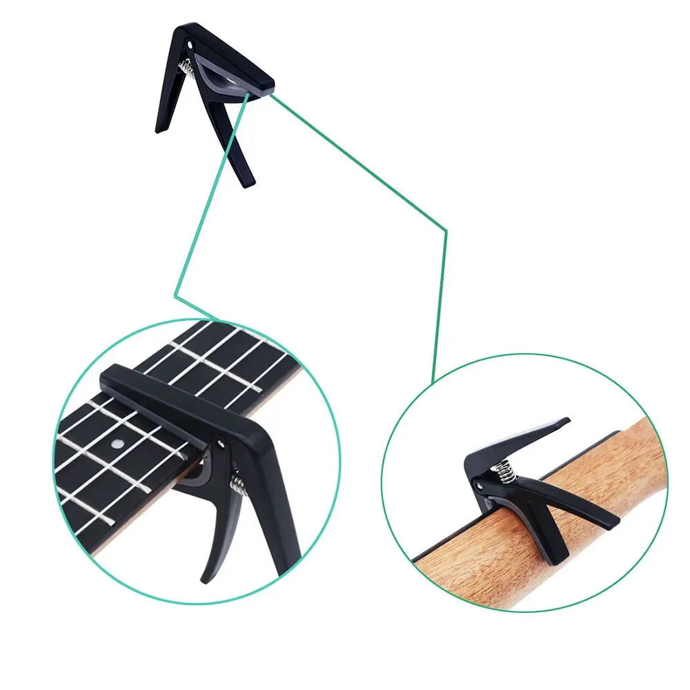 Guitar Tuning Clamp Pro Black Ukulele Capo Quick Change Tuner Musical Instrument Accessories Acoustic 4 Strings Hawaii