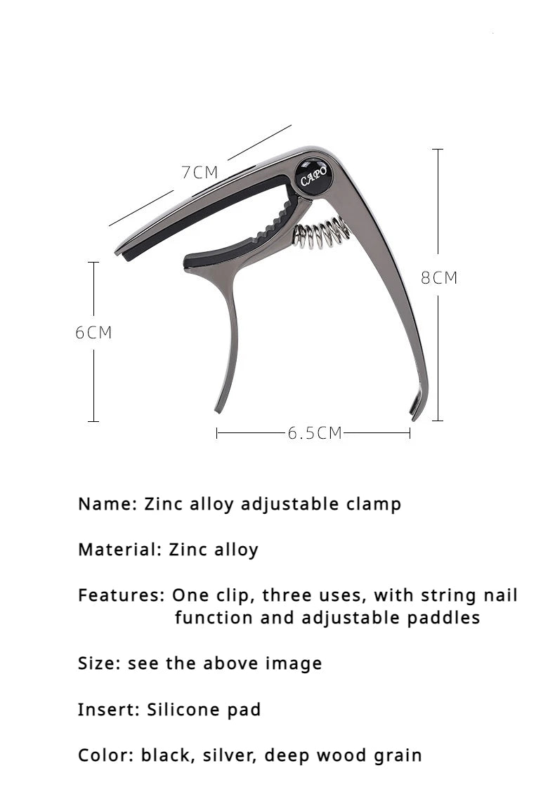 Excellent Metal Guitar Capo Adjustment Clip Guitar Capo for Acoustic Electric Guitars Bass Ukulele with Picks Holder 1PC