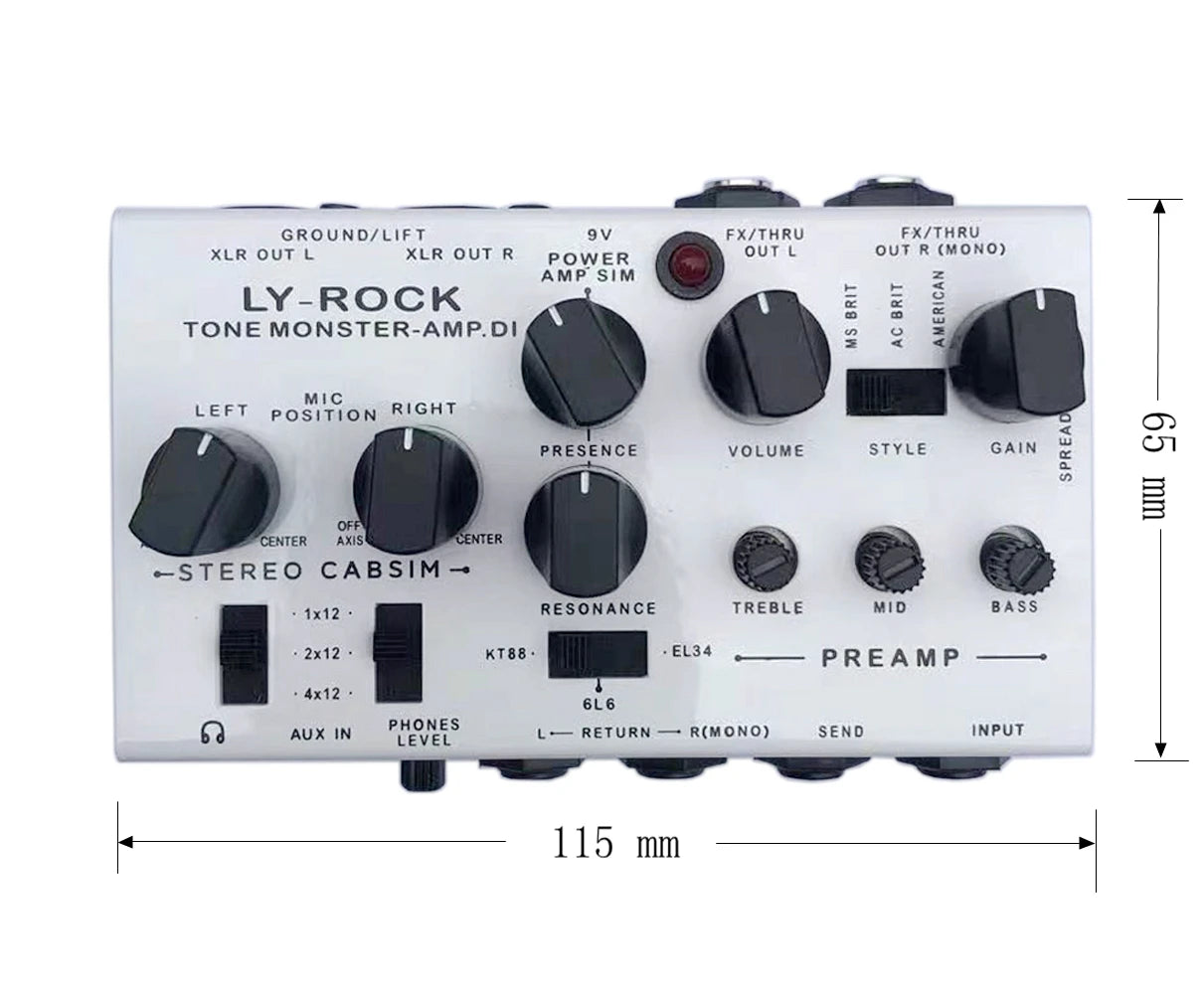 LY-ROCK SIMPLE DI Box Effect Pedal Electric Guitar Audio Workstation, Preamp Simulator Professional Effect Pedal, True Bypass