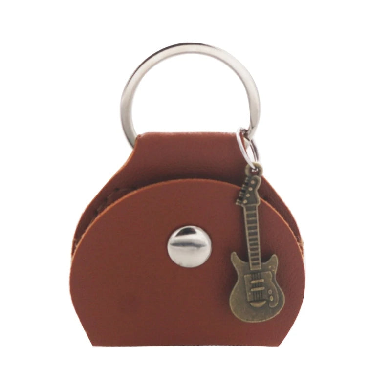 Guitar Pick Storage Bag - Portable Pouch with Small Guitar Pendant & Pick Pocket