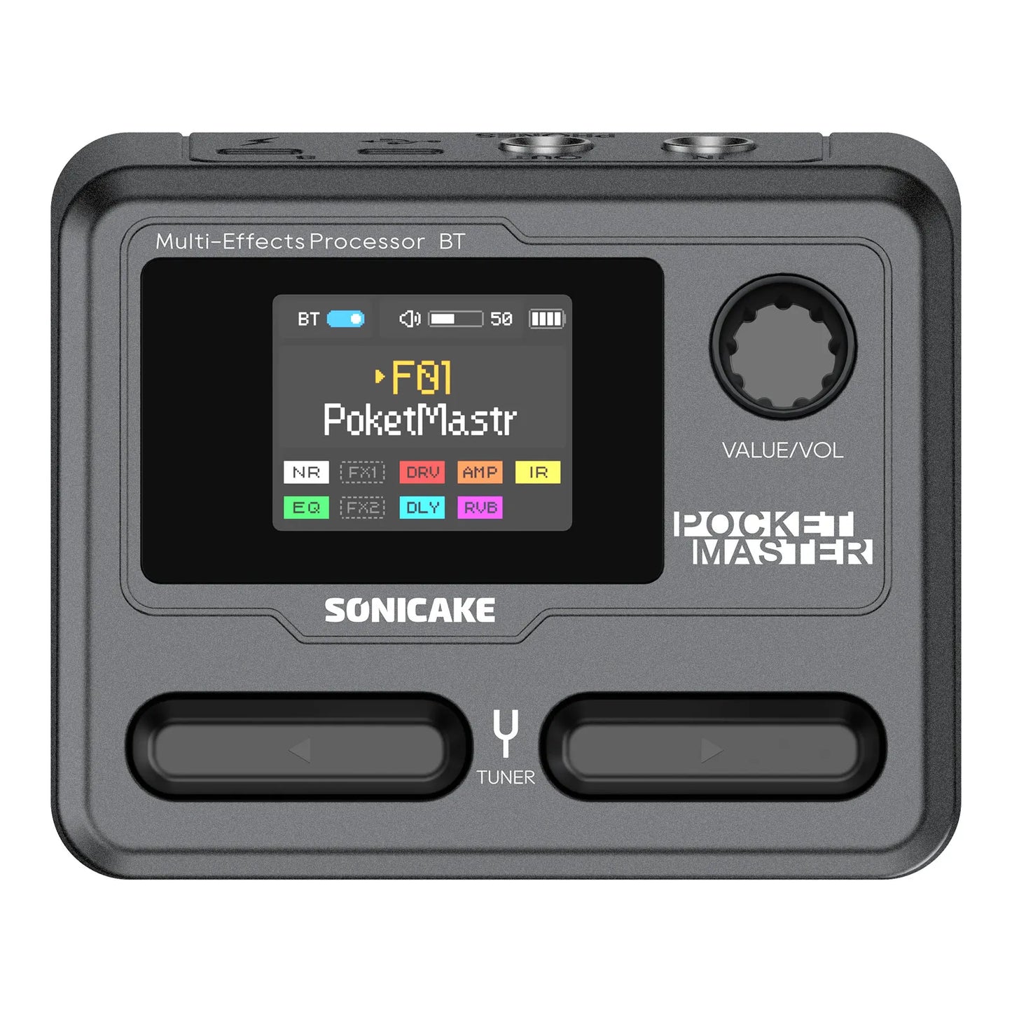 SONICAKE Pocket Master Mini Guitar Bass Amp 100+ Multi-Effects Pedal APP Control 1.77" LCD color screen Built-in battery QME-10