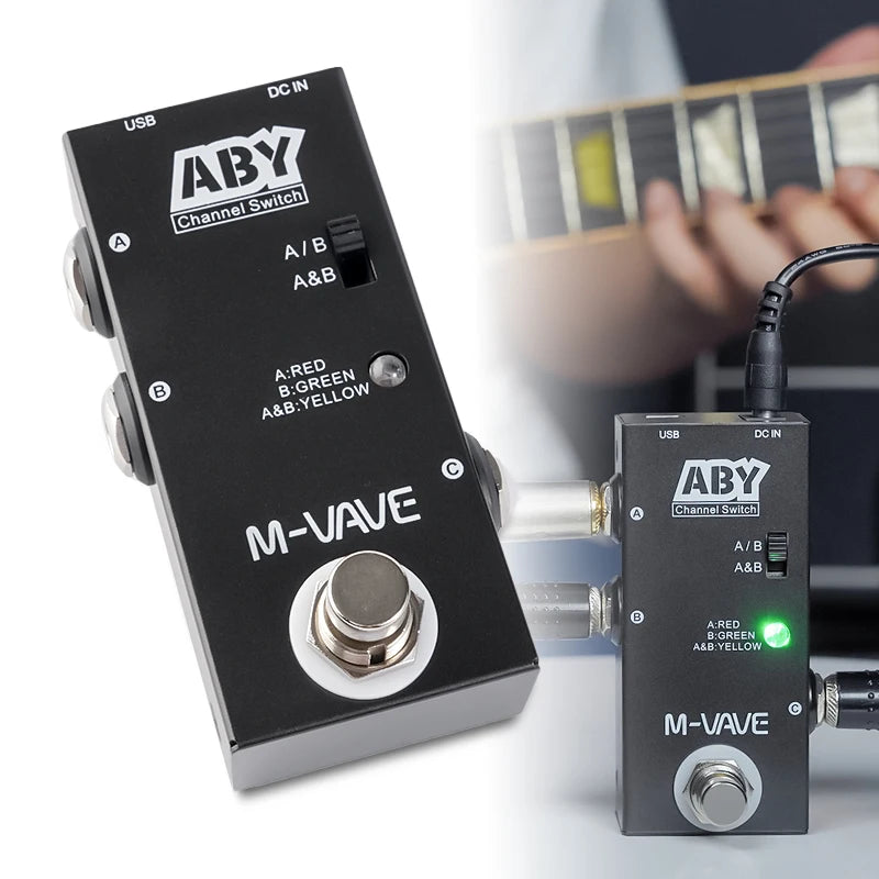 ABY Guitar/Bass Pedal Mini Channel Switch Pedal A/B to C or C to A/B mode Works without Power Supply, Guitar Accessories
